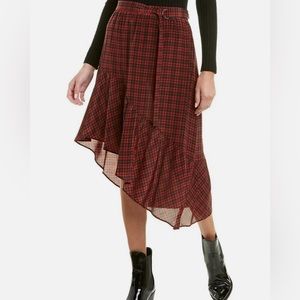 The Kooples red plaid midi skirt